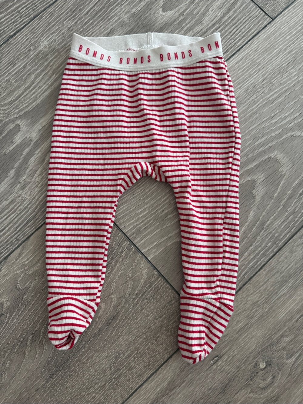 Bonds Red & White Striped Footed Baby Pants